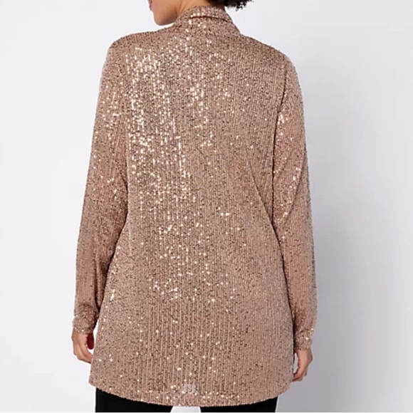 Jingle Belles by Kim Gravel Sequin Mesh Open Front Topper ~ Bronze - Picture 9 of 9